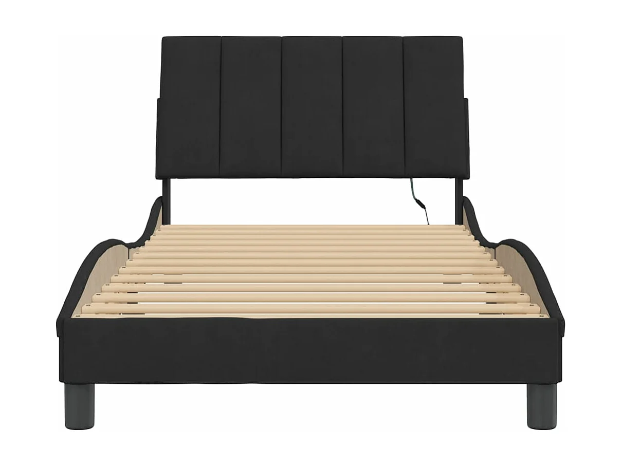 Cadre de lit avec lumières LED noir 100x200 velours