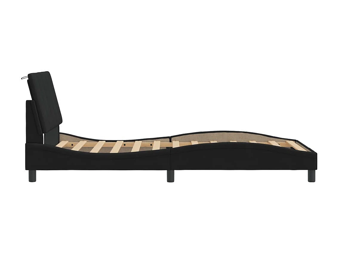 Cadre de lit avec lumières LED noir 100x200 velours