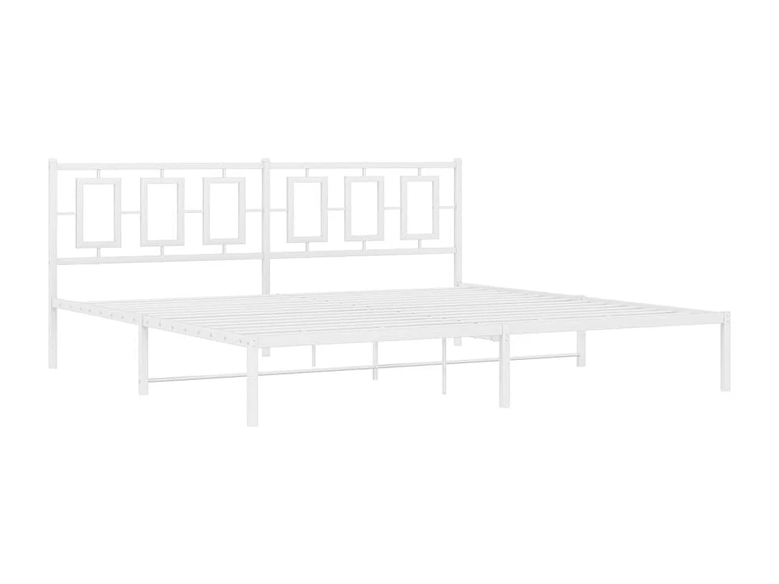 Cadre de lit métal avec tête de lit blanc 200x200