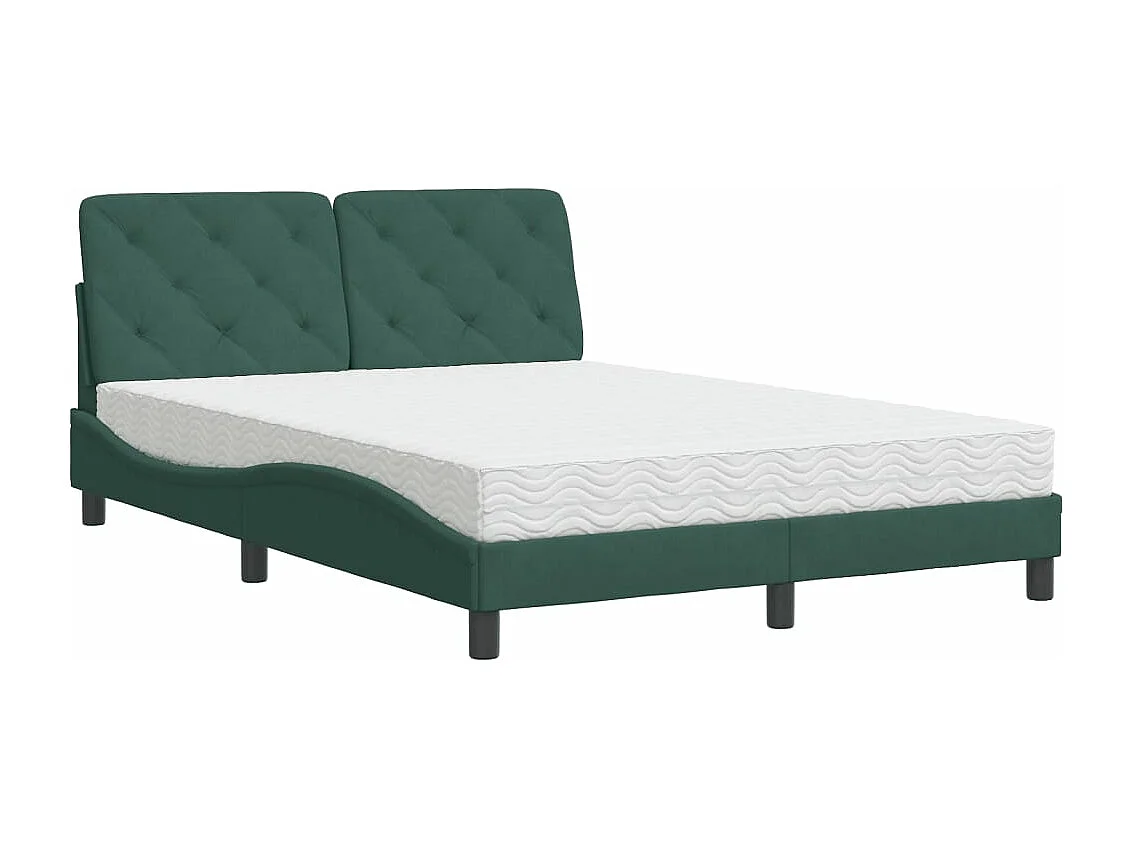 Lit avec matelas vert foncé 140x200 velours