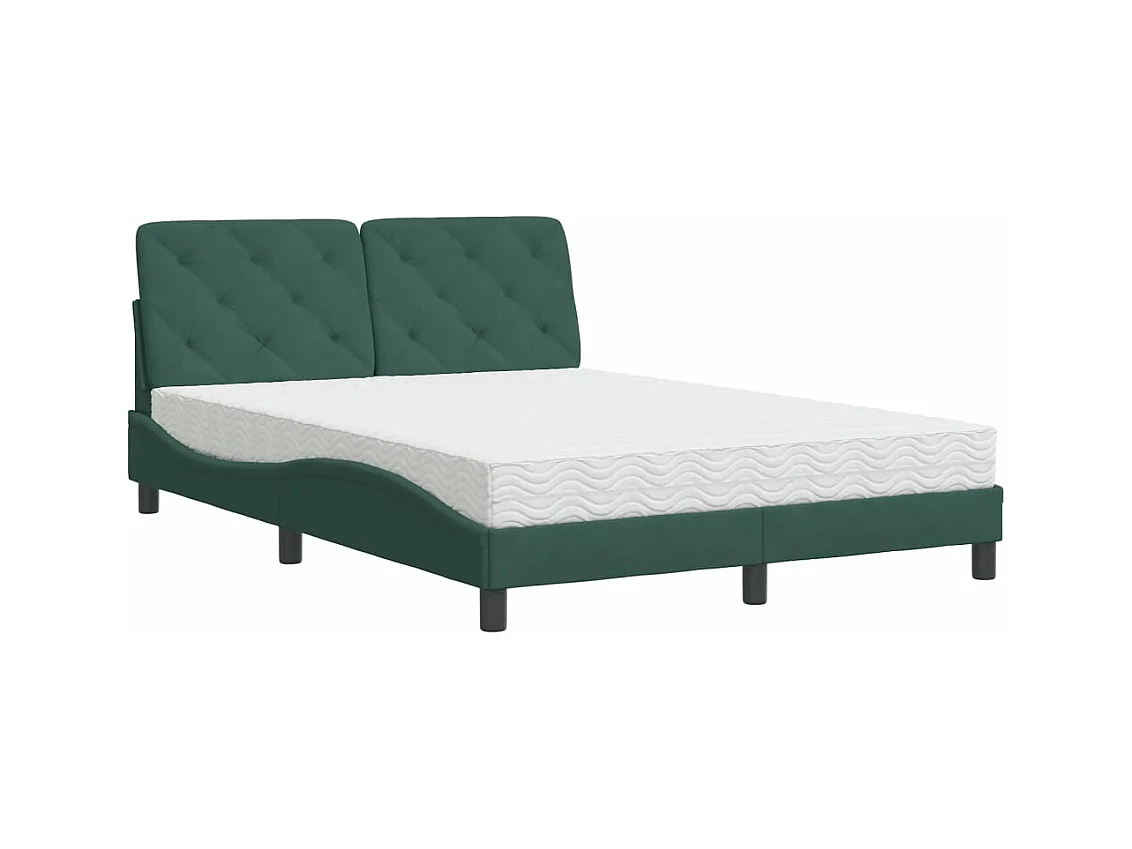 Lit avec matelas vert foncé 140x200 velours