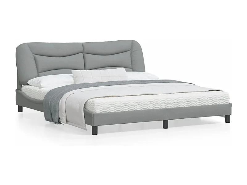 Cadre de lit avec lumières LED gris clair 180x200 tissu