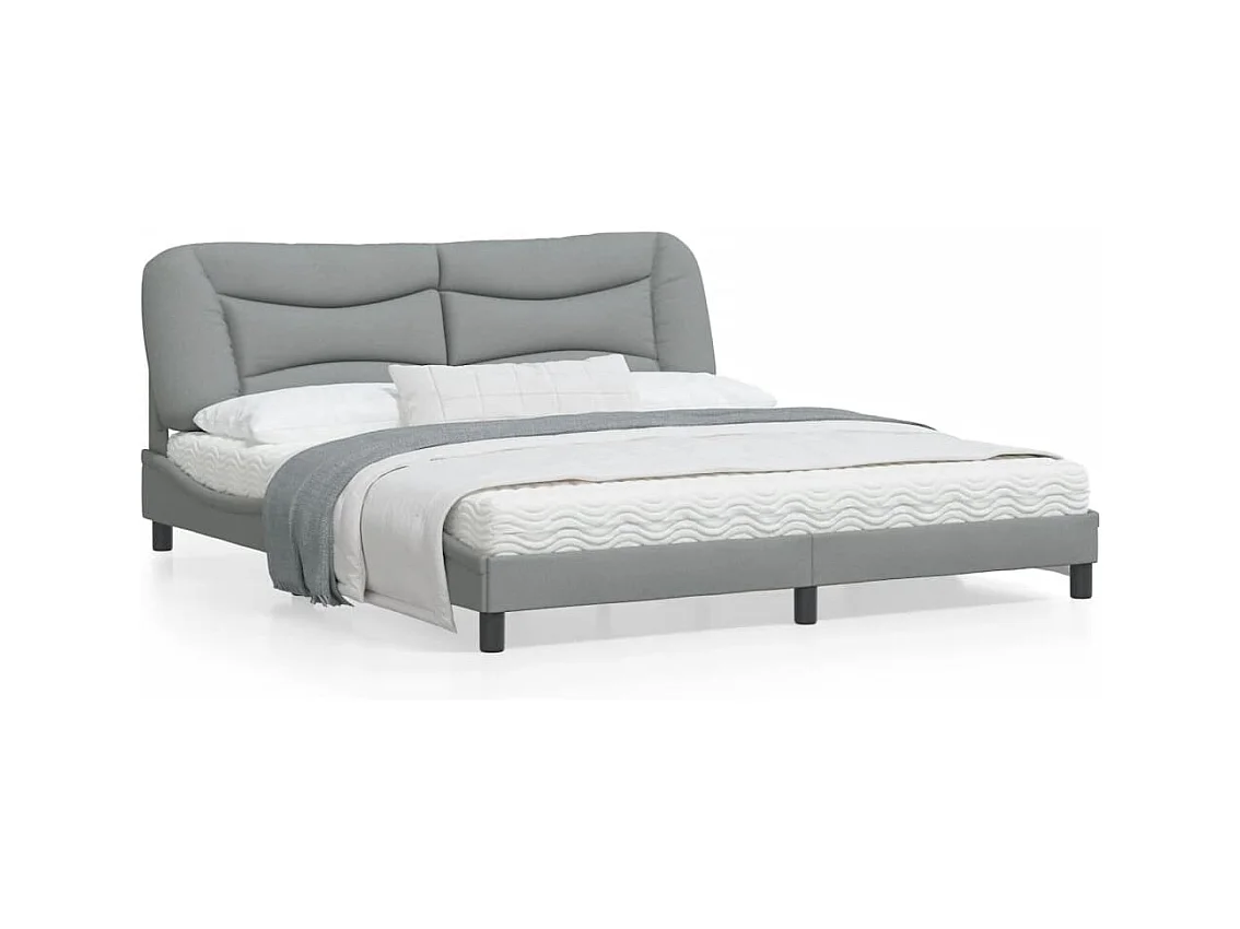 Cadre de lit avec lumières LED gris clair 180x200 tissu