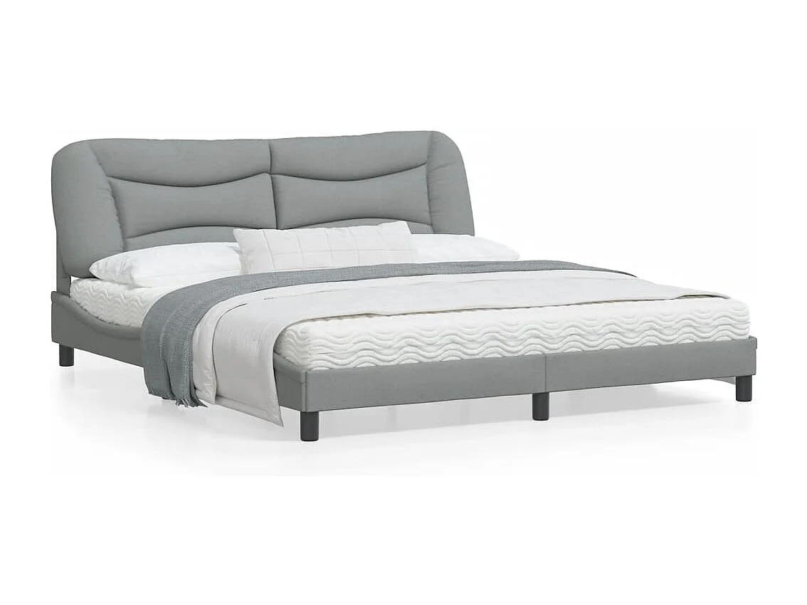 Cadre de lit avec lumières LED gris clair 180x200 tissu