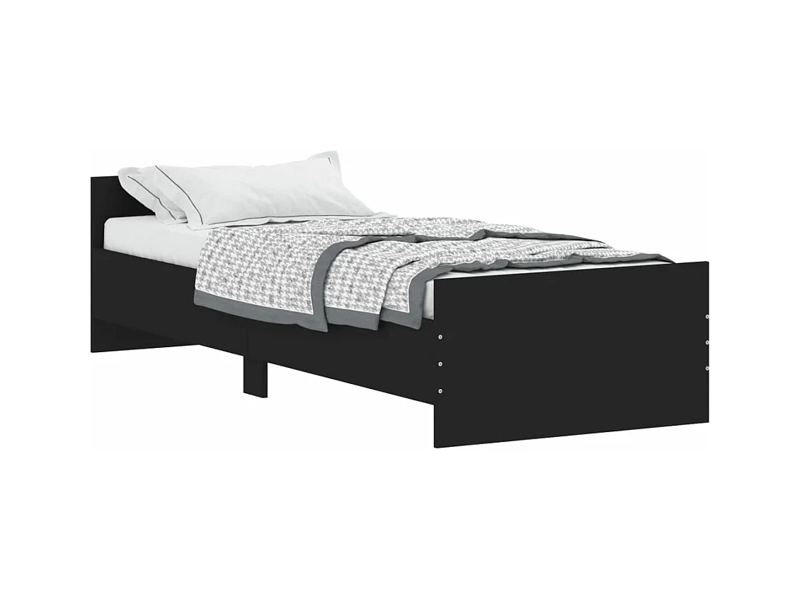 Cadre de lit noir 75x190 petit simple bois d'ingénierie