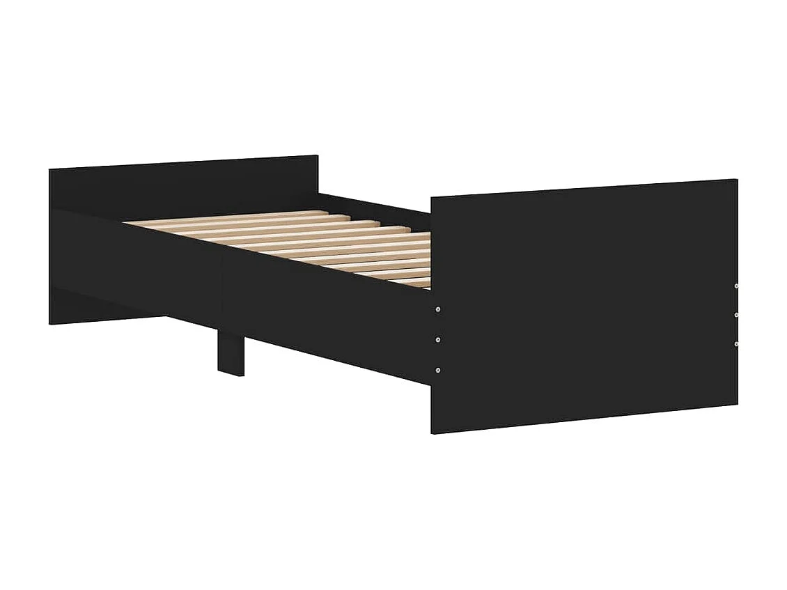 Cadre de lit noir 75x190 petit simple bois d'ingénierie