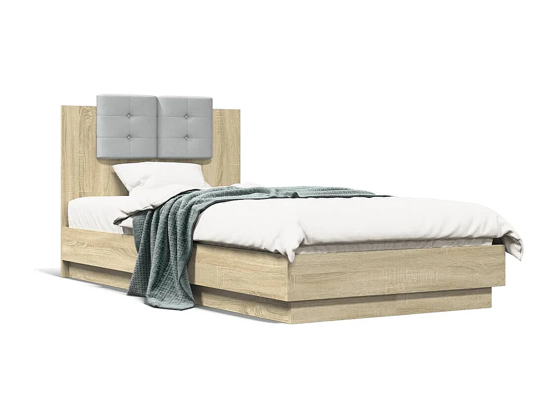 Cadre de lit avec tête de lit chêne sonoma 75x190