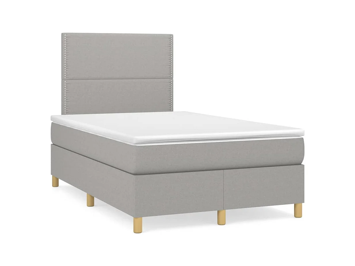 Sommier à lattes de lit et matelas gris clair 120x190 tissu