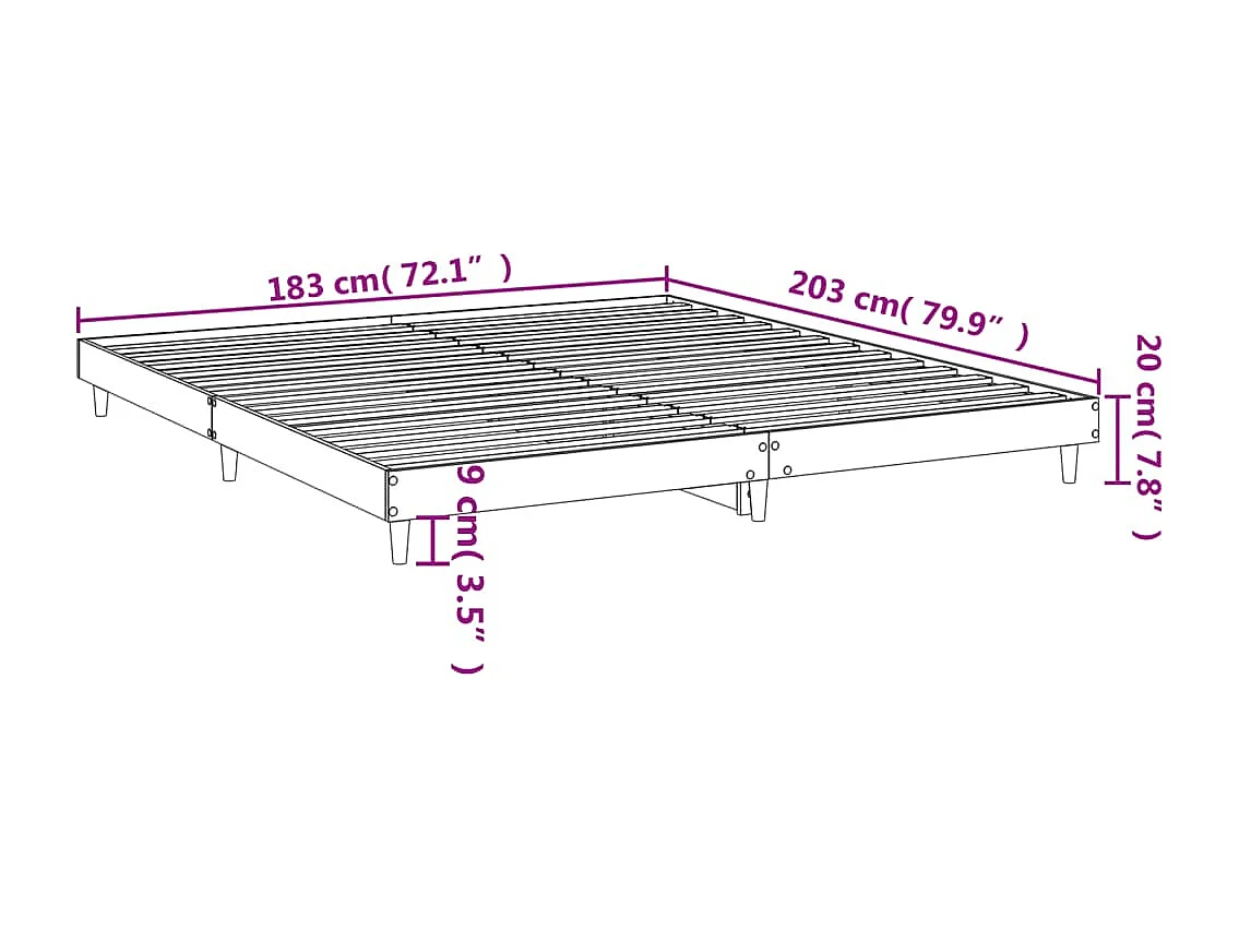 Bedframe bewerkt hout grijs sonoma eikenkleurig 120x200 cm