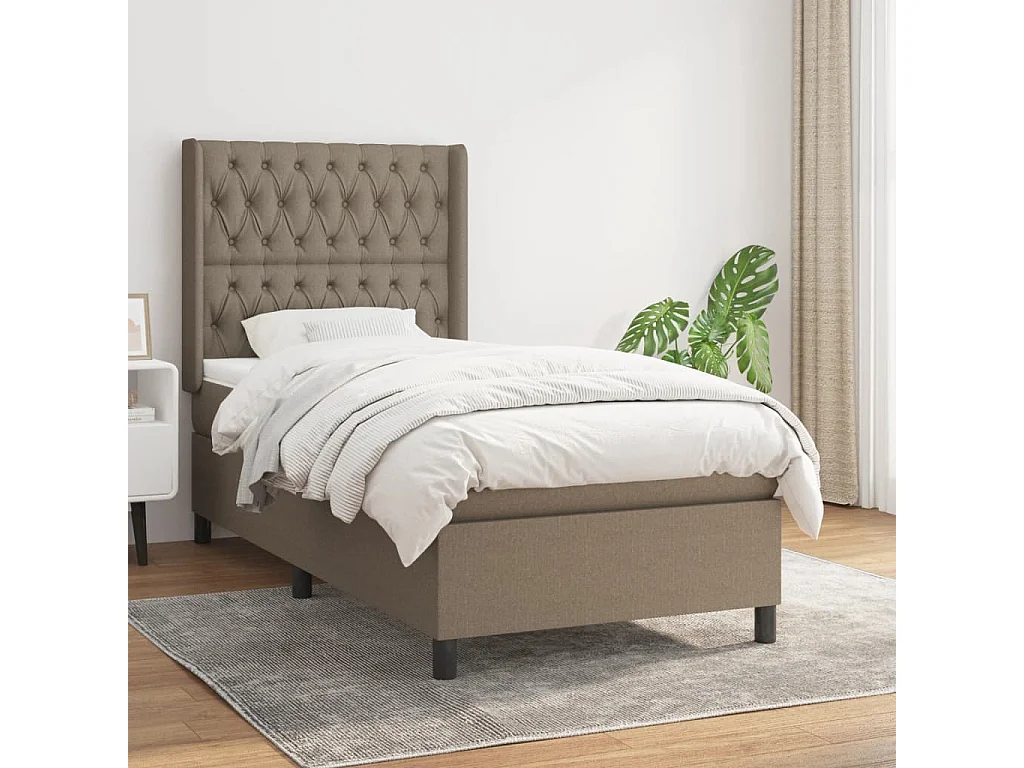 Sommier à lattes de lit avec matelas Taupe 90x190 Tissu