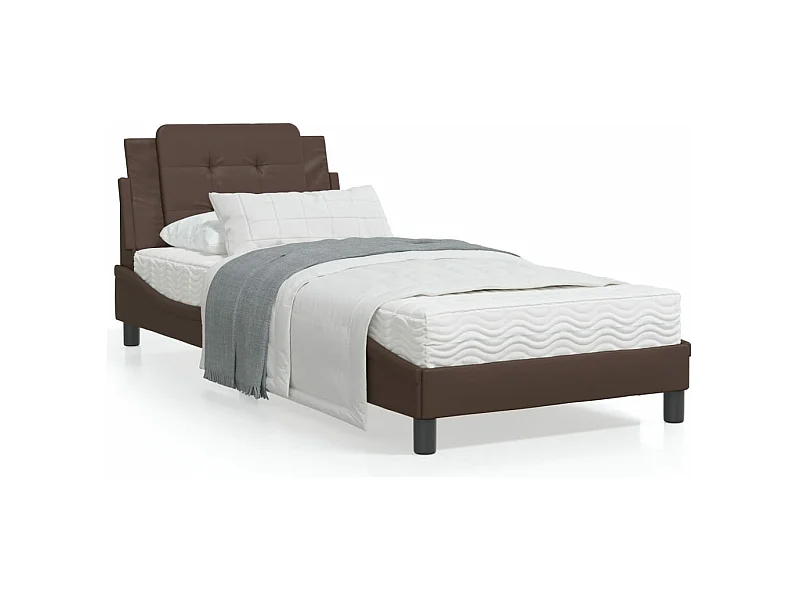 Cadre de lit avec lumières LED marron 100x200 similicuir