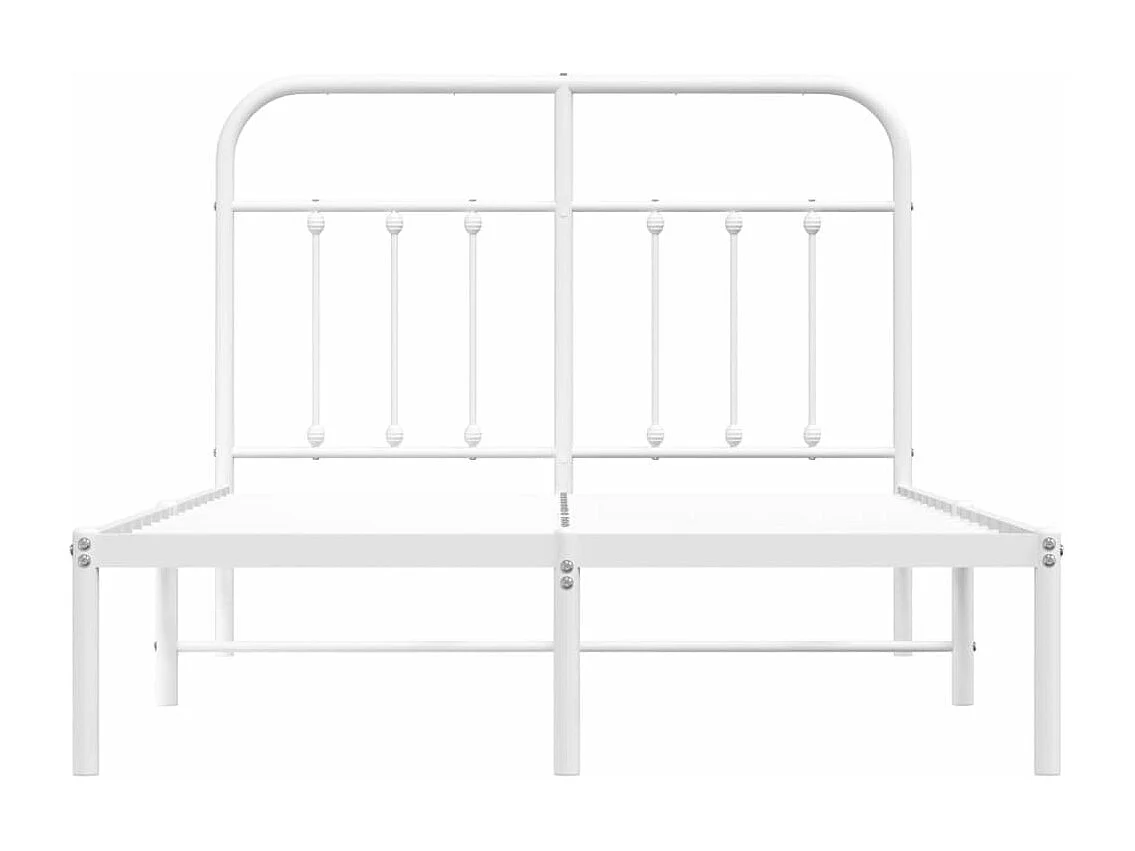 Cadre de lit métal avec tête de lit blanc 120x190