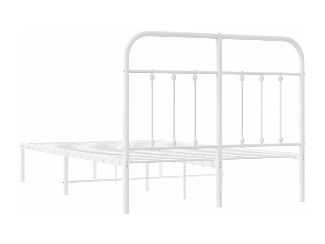 Cadre de lit métal avec tête de lit blanc 120x190