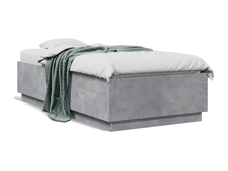 Cadre de lit gris béton 75x190 bois d'ingénierie