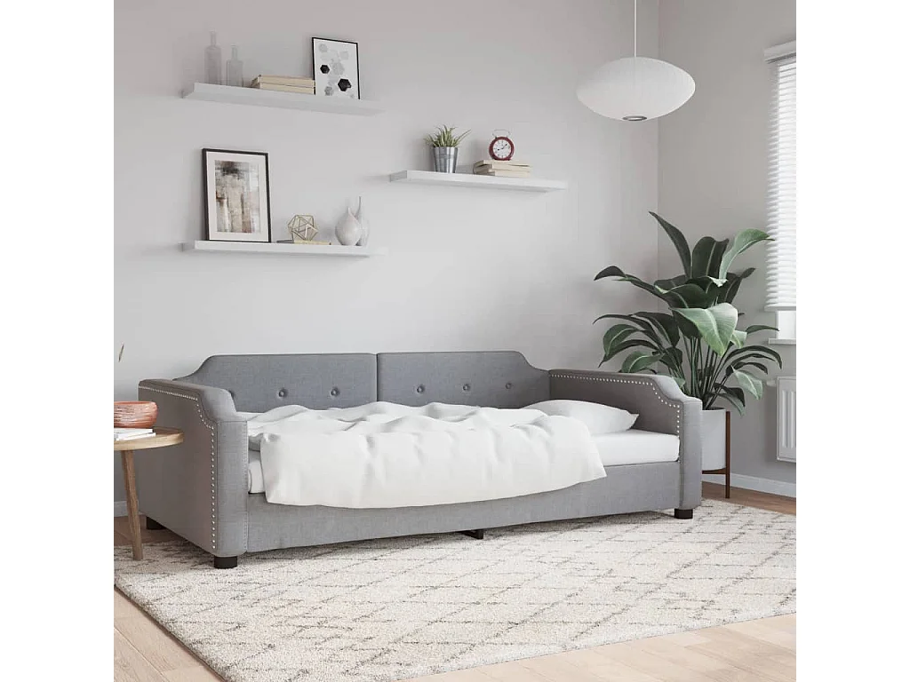 Lit de repos gris clair 80x200 tissu