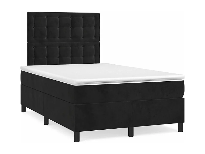 Sommier à lattes de lit avec matelas noir 120x190 velours