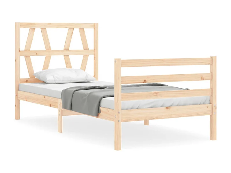 Cadre de lit avec tête de lit 90x200 bois massif