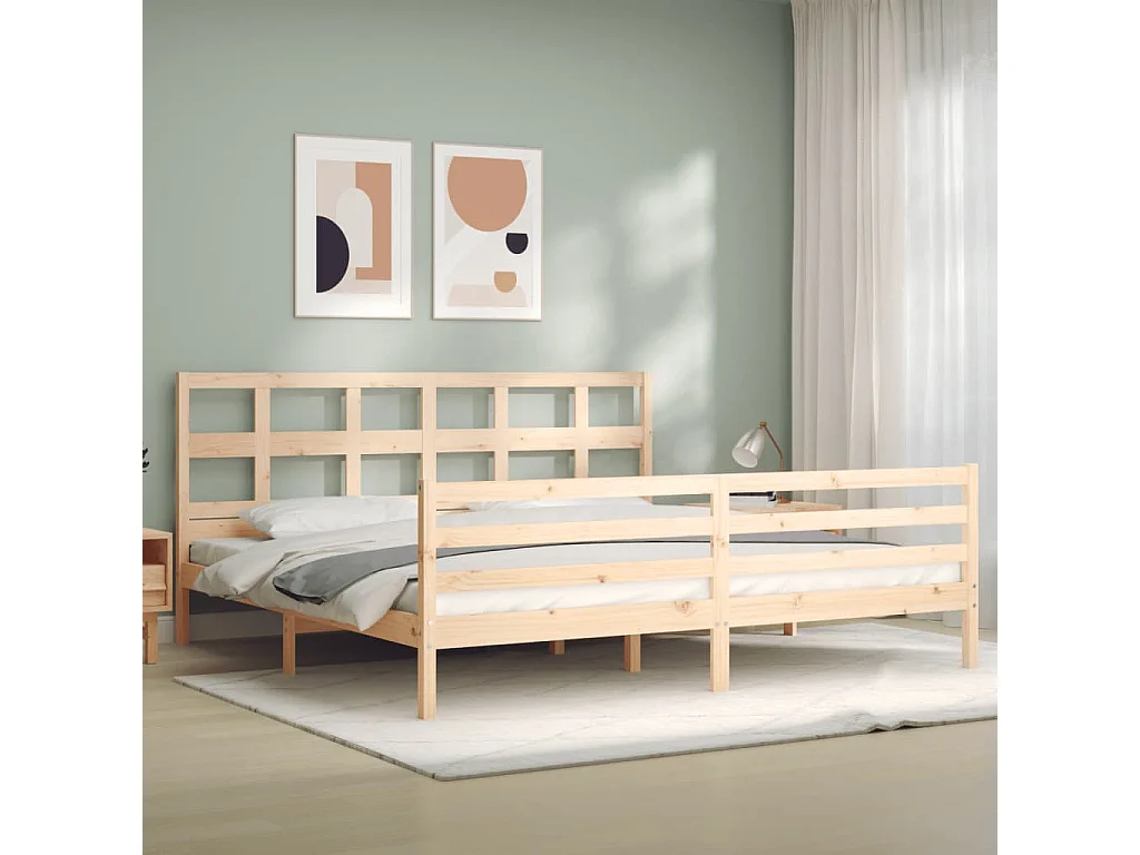 Cadre de lit avec tête de lit 200x200 bois massif