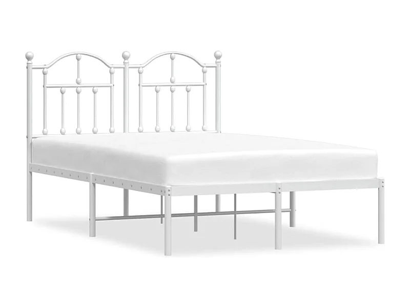 Cadre de lit métal avec tête de lit blanc 120x200