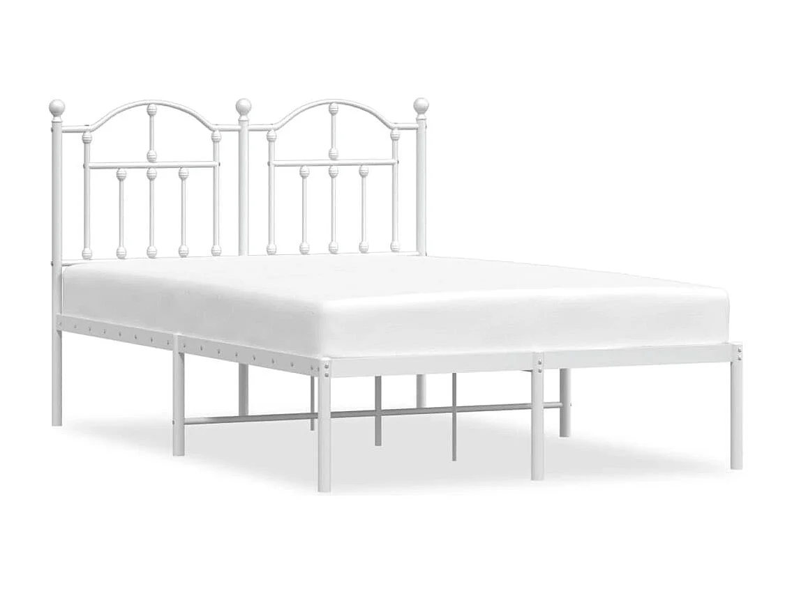 Cadre de lit métal avec tête de lit blanc 120x200