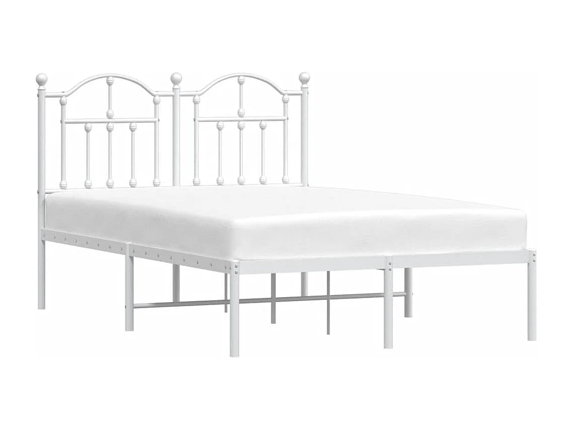 Cadre de lit métal avec tête de lit blanc 120x200