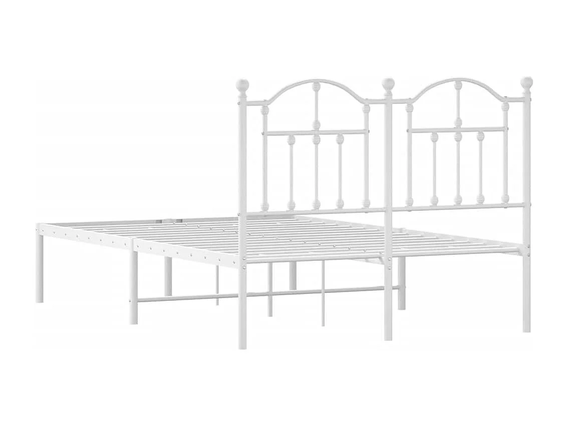 Cadre de lit métal avec tête de lit blanc 120x200