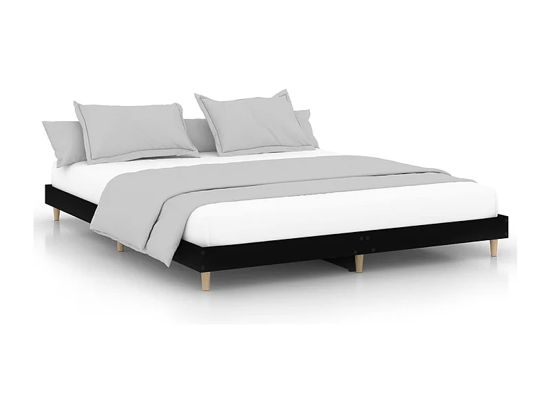 Cadre de lit noir 120x200 bois d'ingénierie