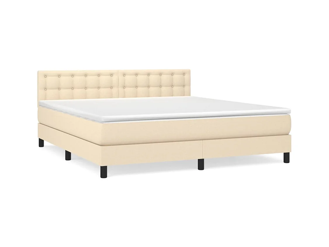 Lit à sommier tapissier avec matelas Crème 160x200 Tissu 3