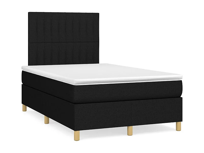 Sommier à lattes de lit avec matelas noir 120x190 tissu