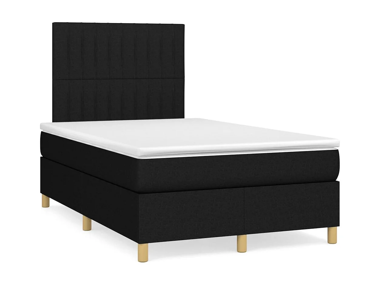 Sommier à lattes de lit avec matelas noir 120x190 tissu