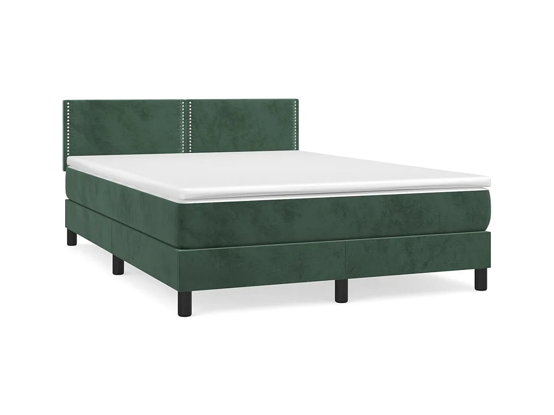 Sommier à lattes de lit et matelas Vert foncé 140x190 Velours
