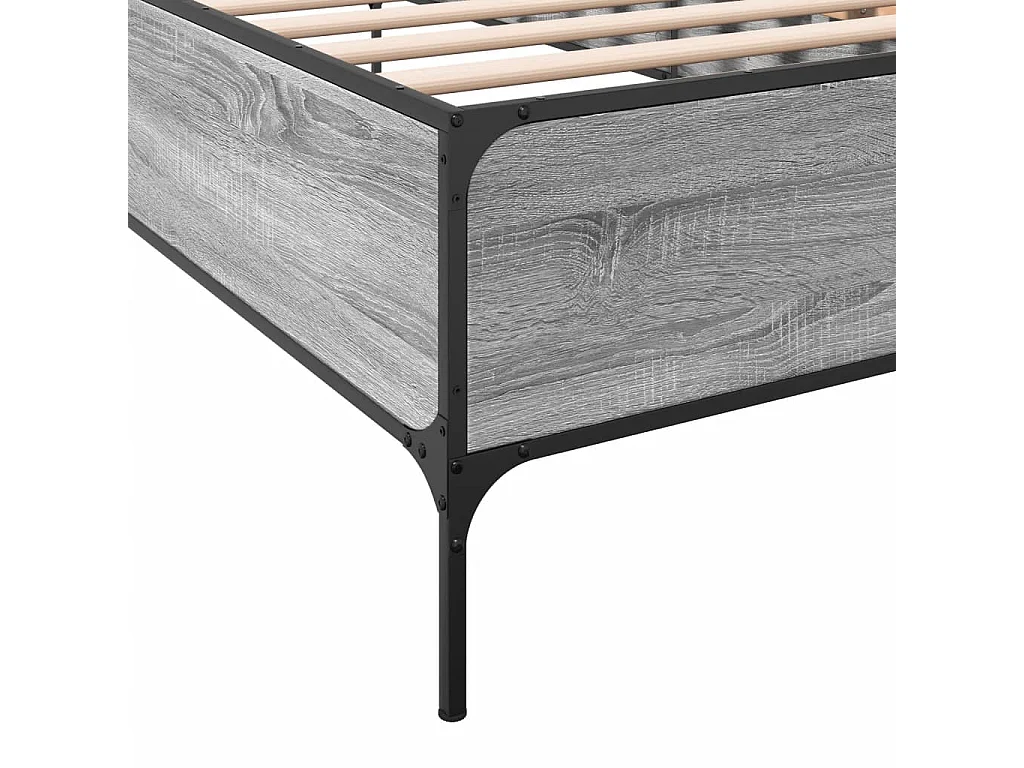 Cadre de lit sonoma gris 90x190 bois d'ingénierie et métal