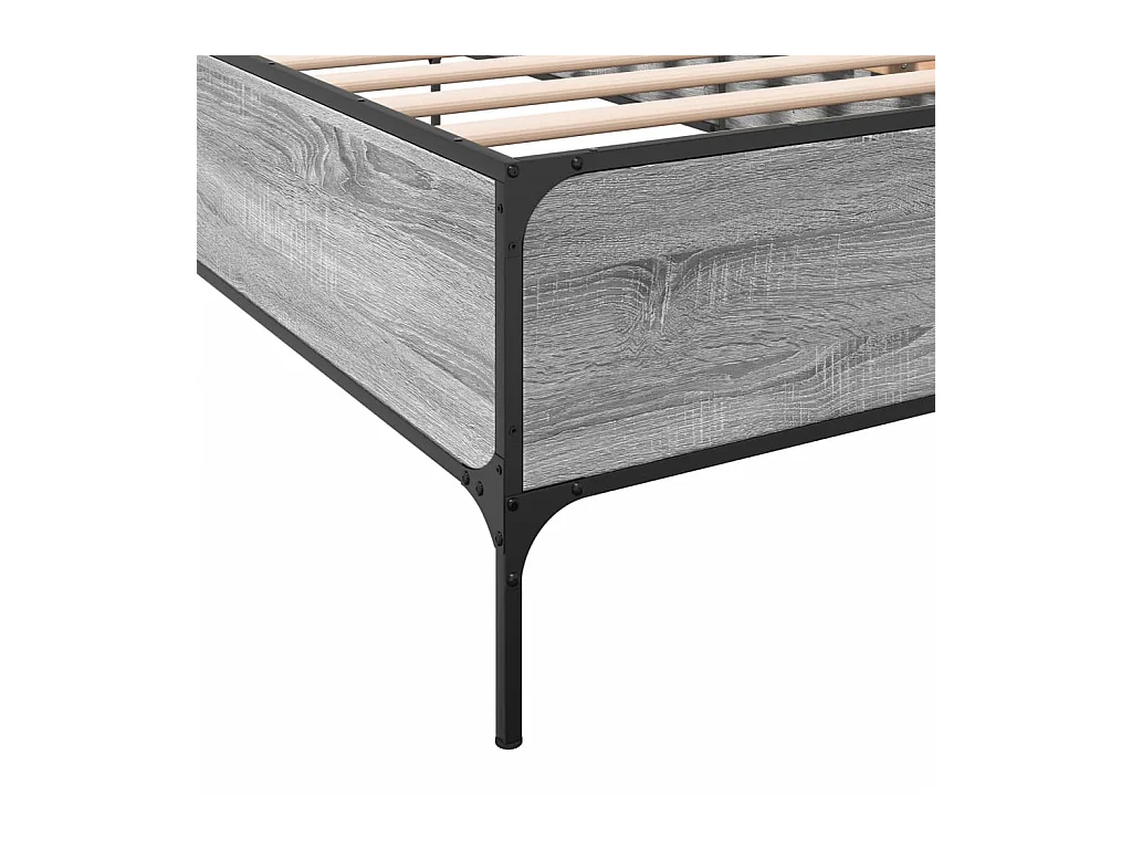 Cadre de lit sonoma gris 90x190 bois d'ingénierie et métal
