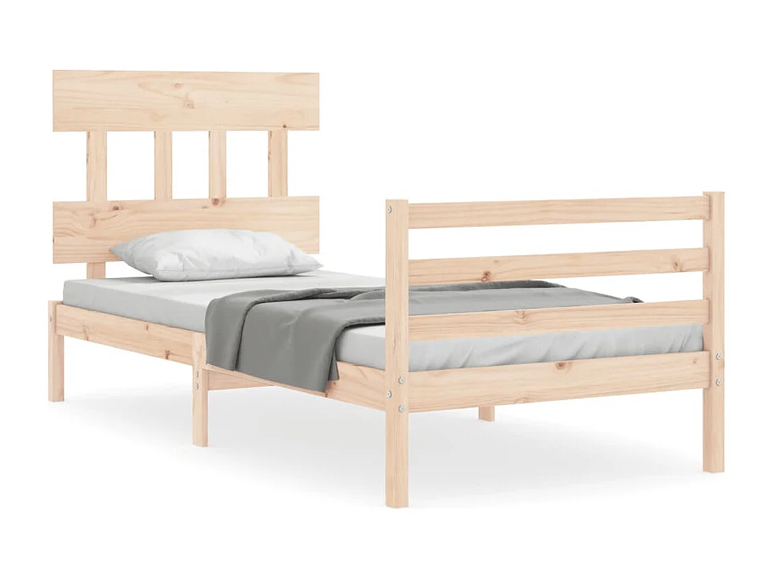 Cadre de lit avec tête de lit 90x200 bois massif