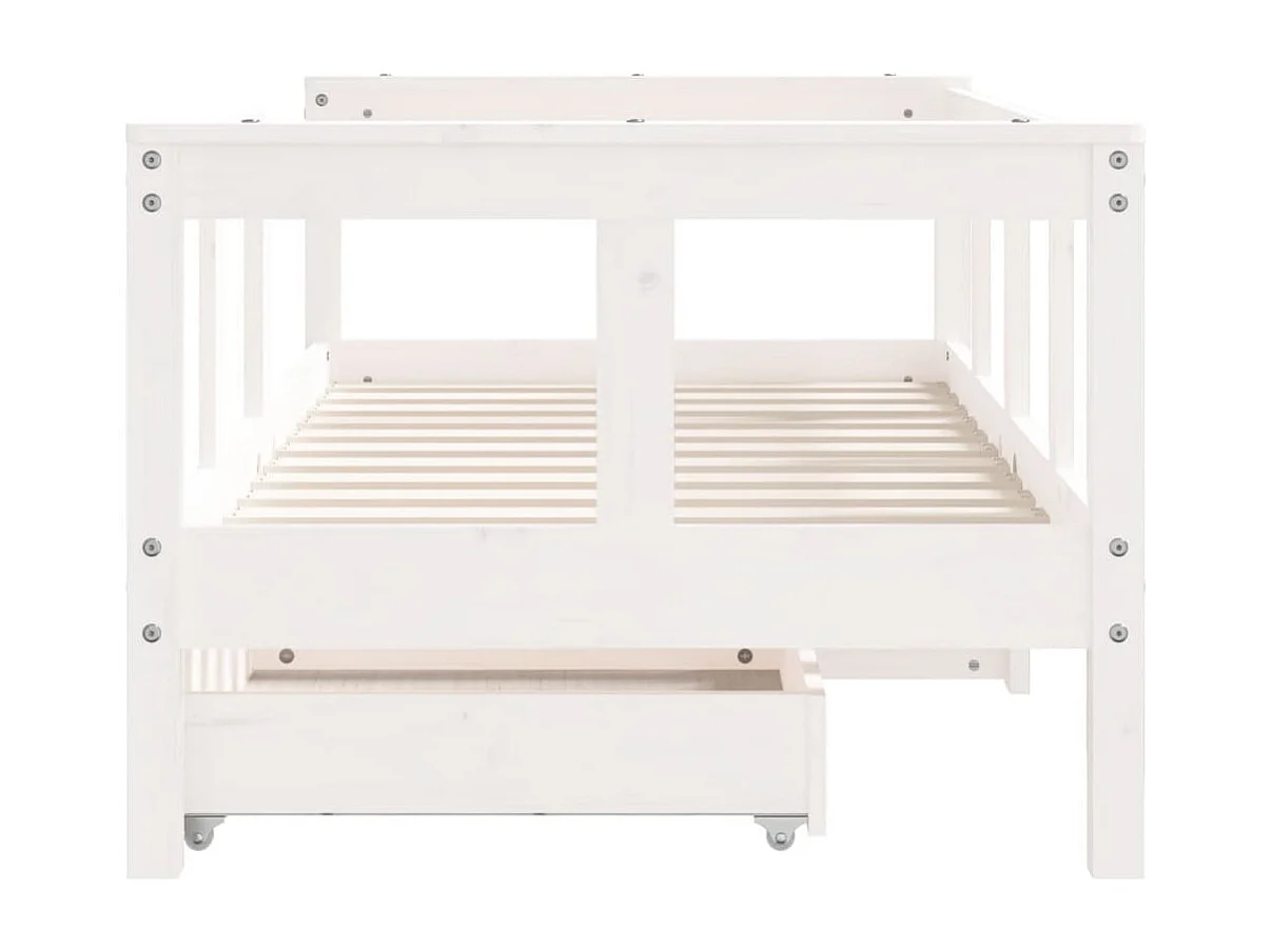 Cadre de lit enfant tiroirs blanc 70x140 bois de pin massif