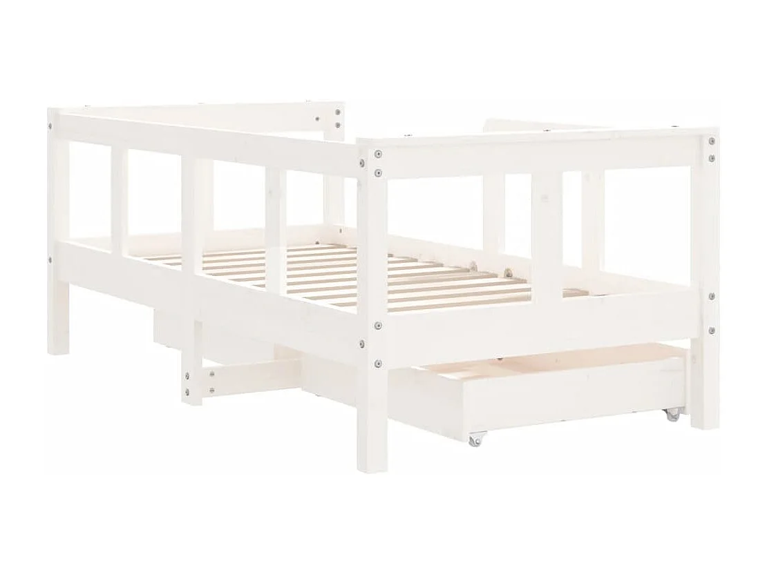 Cadre de lit enfant tiroirs blanc 70x140 bois de pin massif