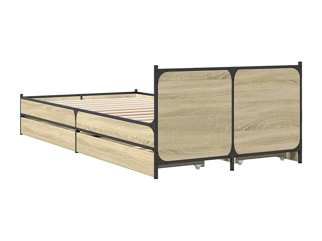Cadre de lit et tiroirs chêne sonoma 75x190 bois d'ingénierie