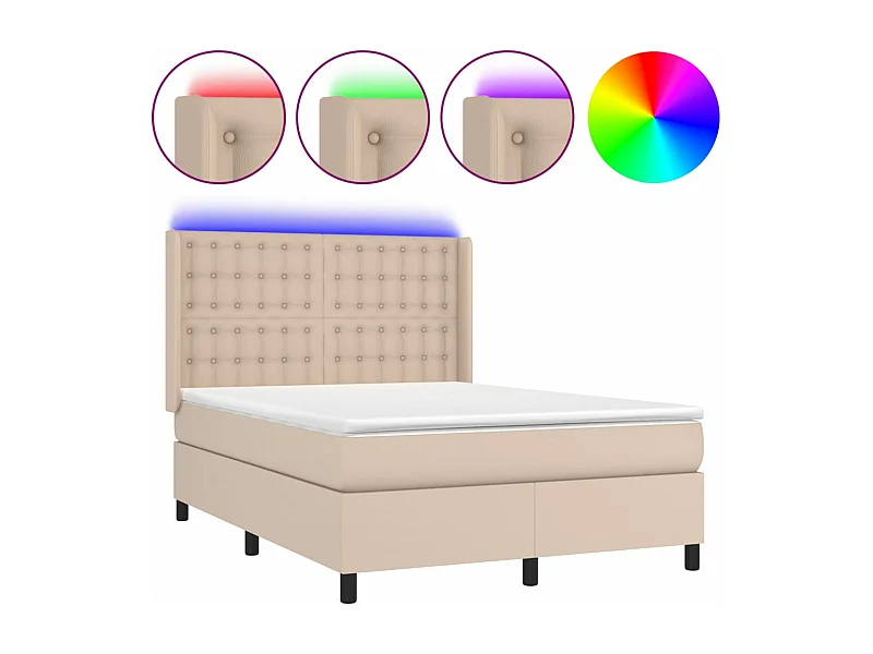 Sommier à lattes de lit matelas LED Cappuccino 140x190