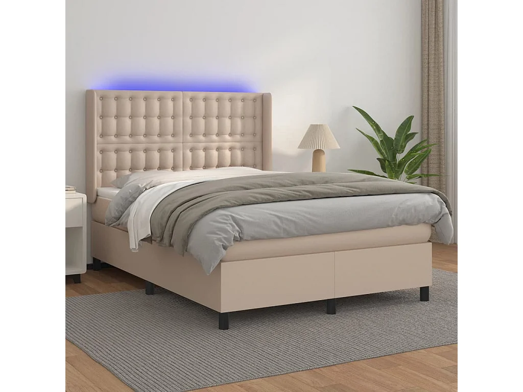 Sommier à lattes de lit matelas LED Cappuccino 140x190
