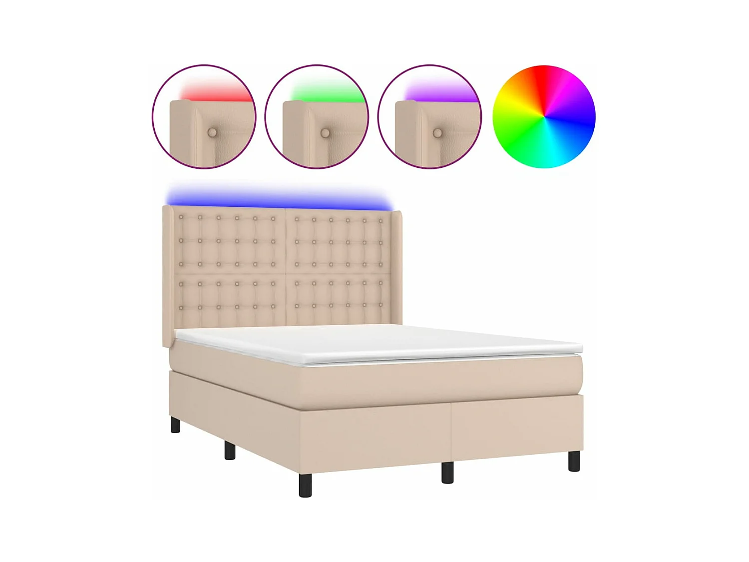 Sommier à lattes de lit matelas LED Cappuccino 140x190