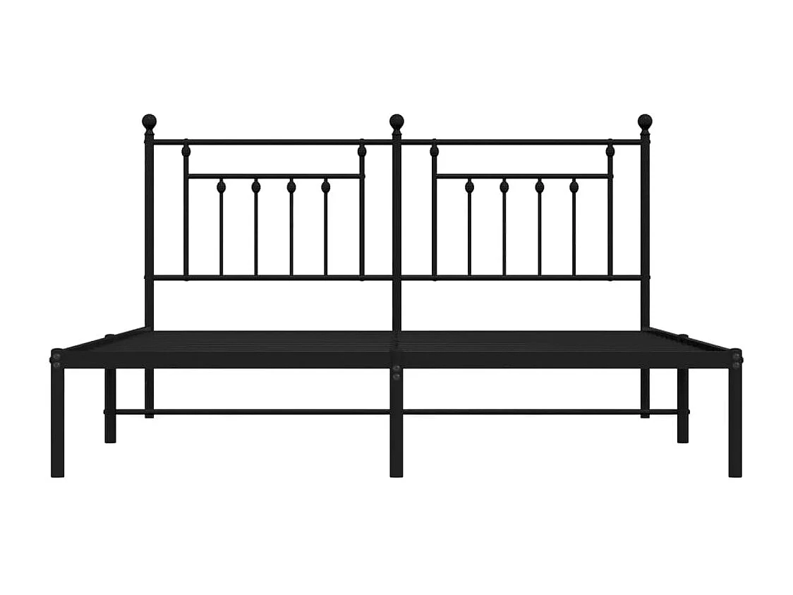Cadre de lit métal avec tête de lit noir 183x213