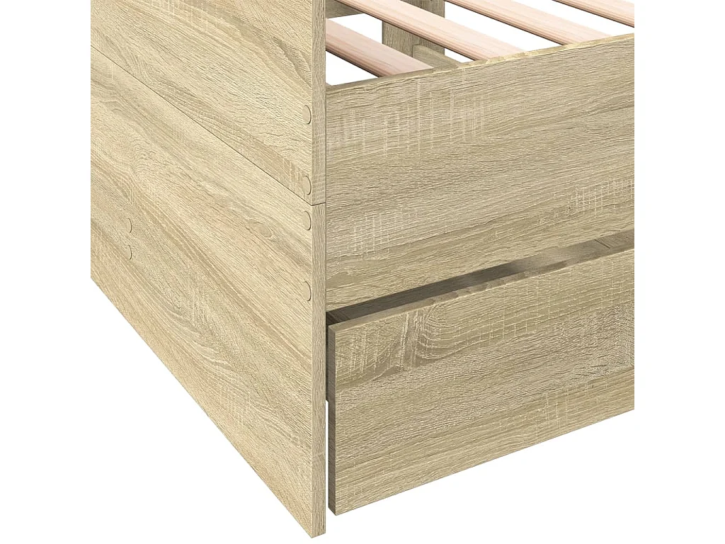 Lit de jour et tiroirs chêne sonoma 100x200 bois ingénierie