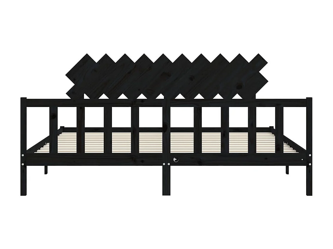 Cadre de lit avec tête de lit noir 200x200 bois massif