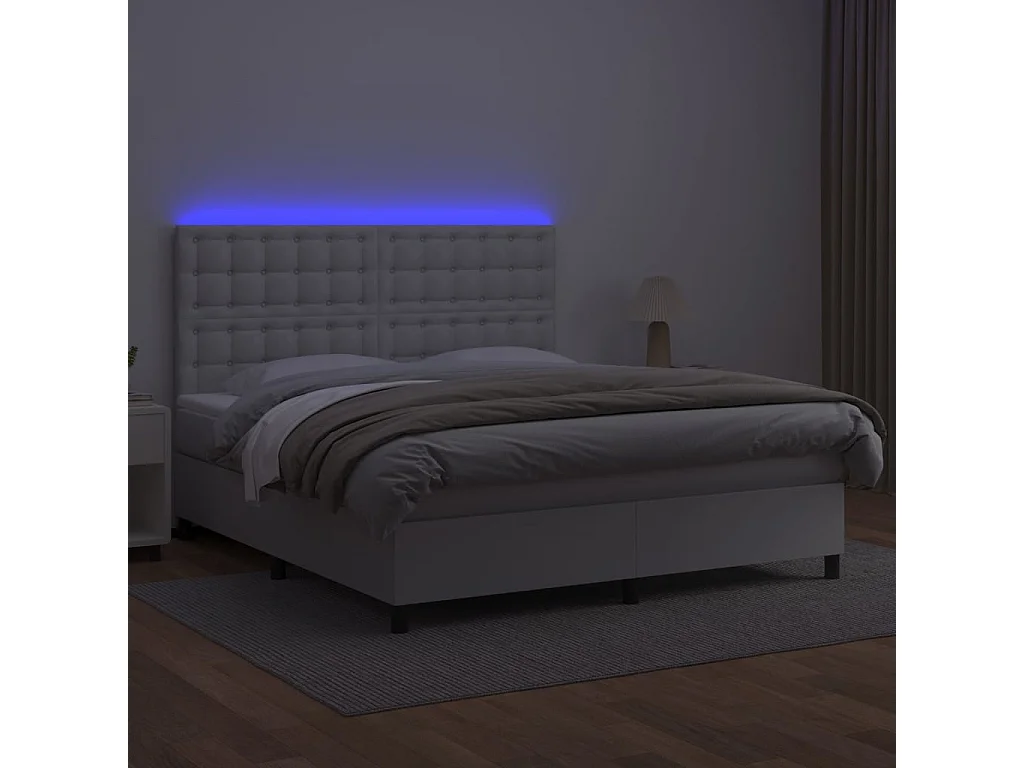 Sommier à lattes de lit avec matelas et LED Blanc 160x200