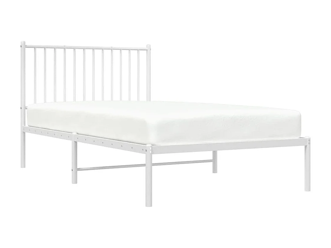 Cadre de lit métal avec tête de lit blanc 100x190