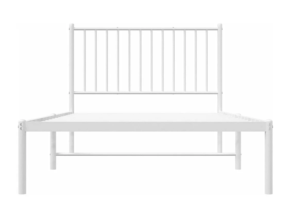 Cadre de lit métal avec tête de lit blanc 100x190