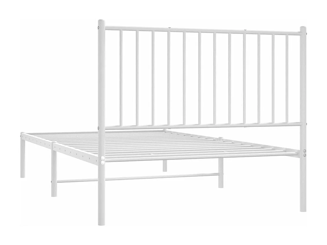 Cadre de lit métal avec tête de lit blanc 100x190