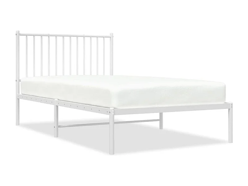 Cadre de lit métal avec tête de lit blanc 100x190