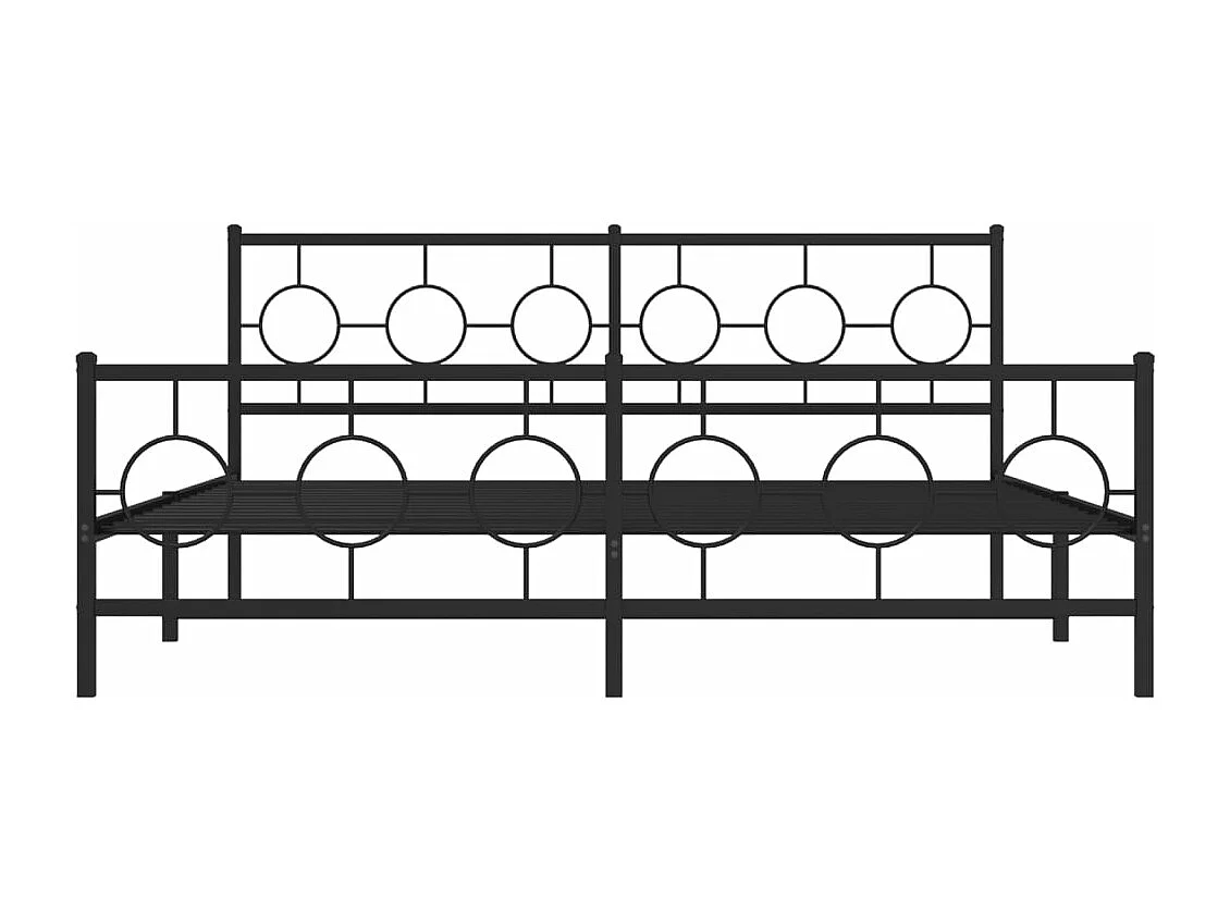 Cadre de lit métal avec tête de lit-pied de lit noir 183x213