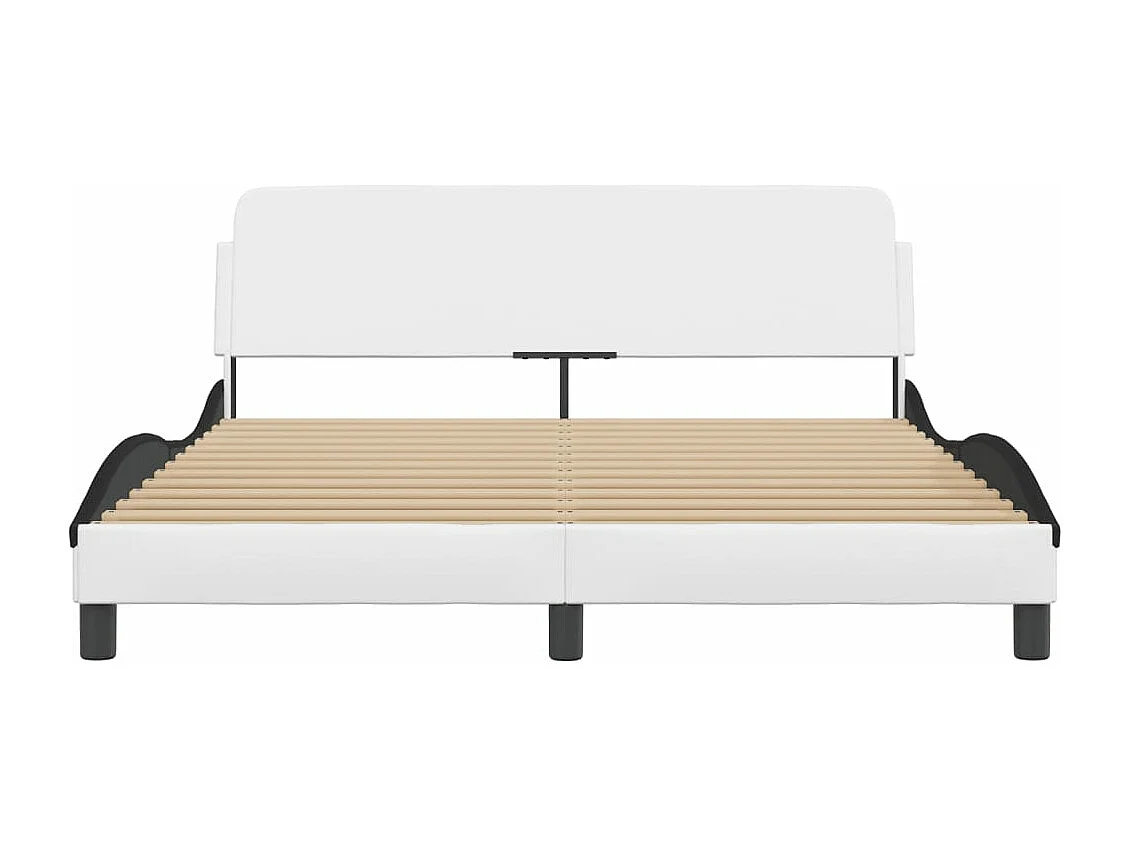 Cadre de lit et tête de lit blanc et noir 160x200 similicuir